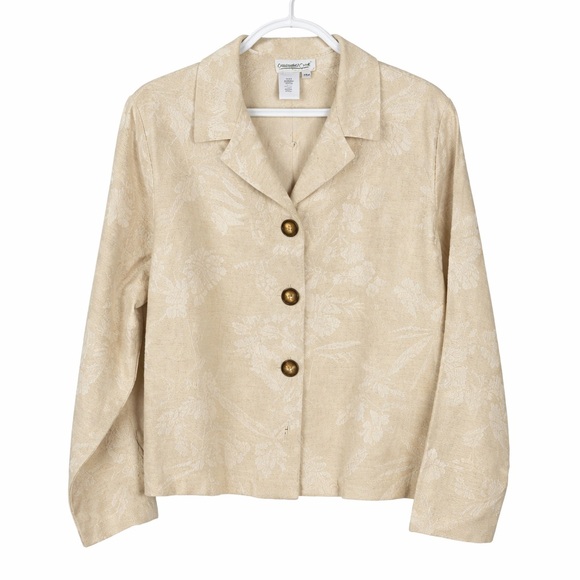Casual Corner Jackets & Blazers - Vintage Coldwater Creek Linen Blend Floral Jacket Blazer Petite Medium PM